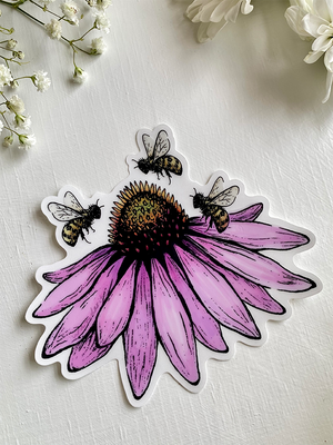 Echinacea + Bees Sticker