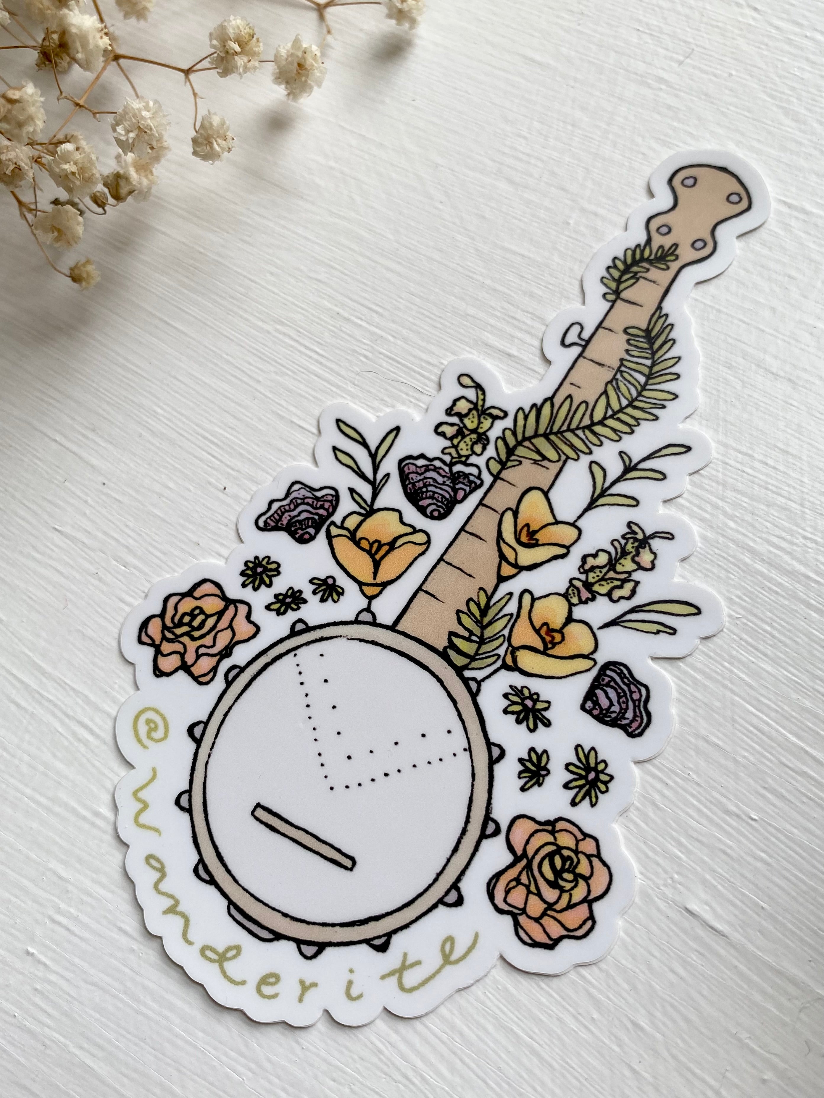 Banjo Flowers Sticker