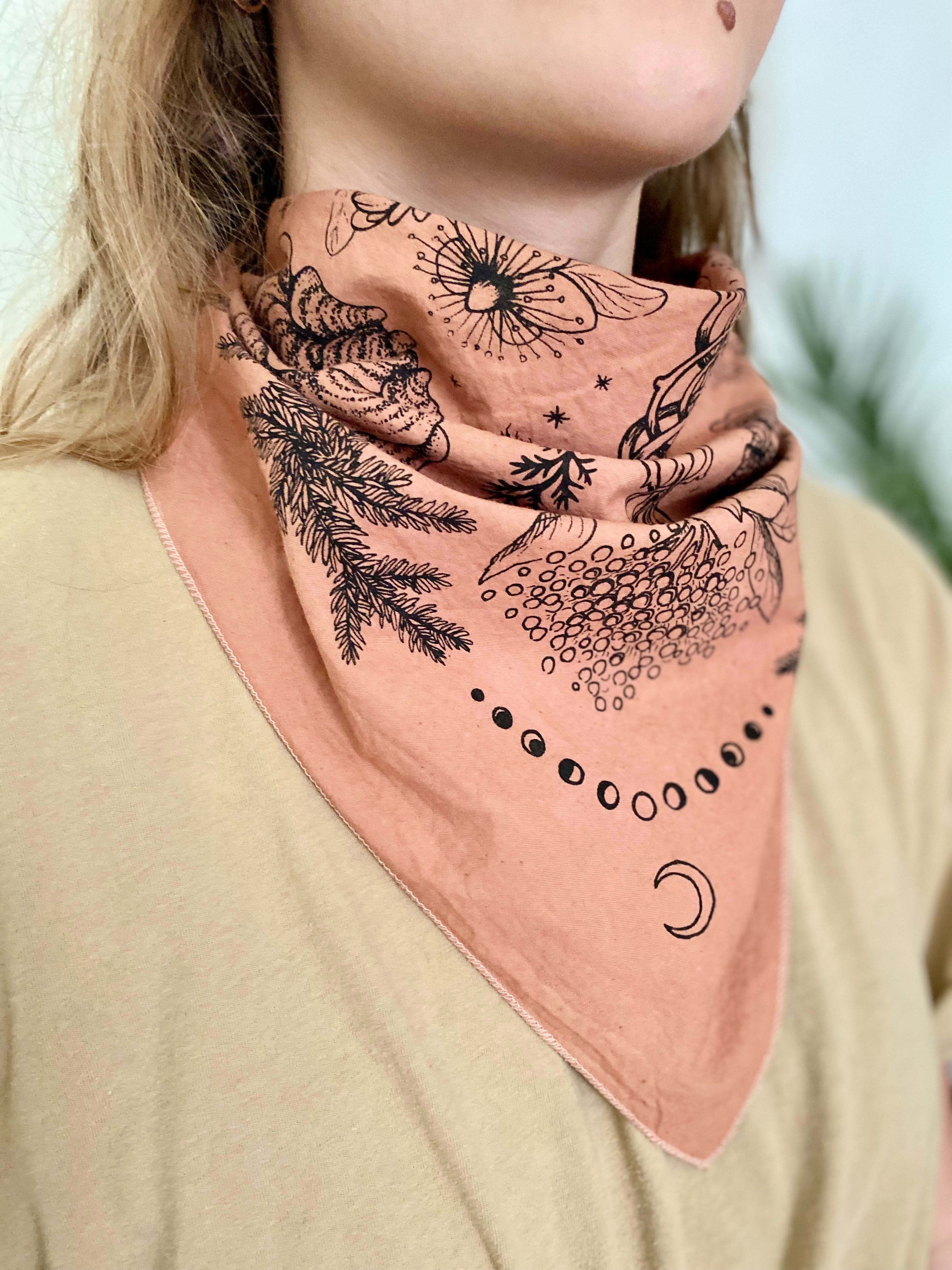 Bandana | Herbs of Protection | Plant Dyed | Rose